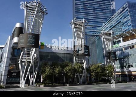 A general view of the Microsoft Theater at LA Live, Monday, Dec. 14, 2020, in Los Angeles. Stock Photo