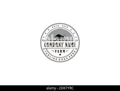 Retro Vintage Cattle / Beef Emblem Label logo design e. ispirazione simbolo toro Illustrazione Vettoriale