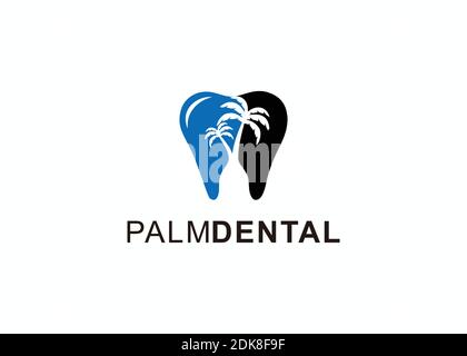 tree palm dental simple logo design inspiration Illustrazione Vettoriale