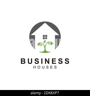 logo icona immobiliare con semi verdi in crescita Illustrazione Vettoriale