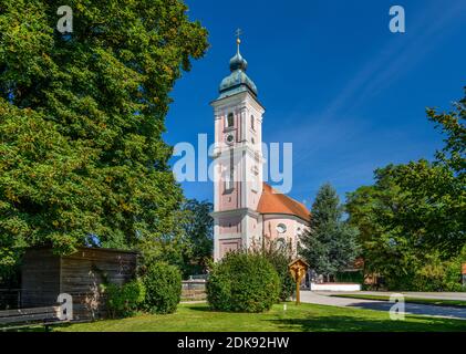 Germany, Bavaria, Upper Bavaria, Erding district, Forstern, district Tading, pilgrimage church of the Assumption Stock Photo