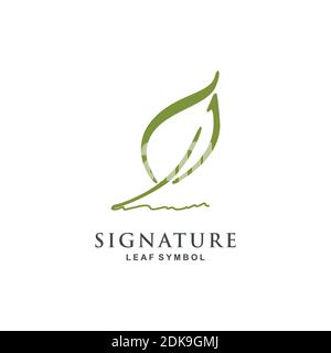 Design minimalista con logo Quill Pen Signature Illustrazione Vettoriale