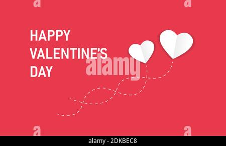 Buon giorno di San Valentino vettore banner. Concetto a senso unico a due cuori. Vettore EPS10 Illustrazione Vettoriale