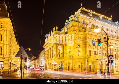 Praha, Teatro Nazionale (Narodni divadlo) a nove Mesto, Città Nuova, Praha, Prag, Praga, Ceco Foto Stock