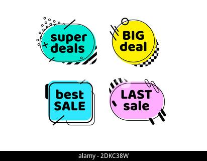 Set di banner di vendita trattativa con oggetto geometrico astratto Mamphis per sconto totale vendita. Offerta speciale Web Illustrazione Vettoriale