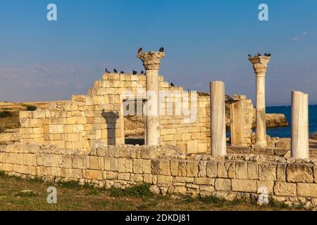 Ukraine, Crimea, Sevastopol, Khersoness, Ruins of ancient theatre Stock Photo