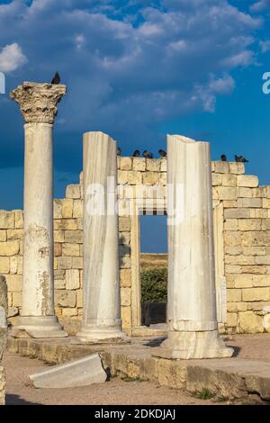 Ukraine, Crimea, Sevastopol, Khersoness, Ruins of ancient theatre Stock Photo