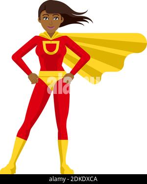 Asian Superhero Donna Cartoon Illustrazione Vettoriale