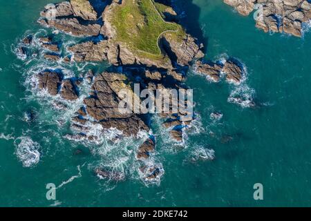 Punto di partenza il faro in Devon. Foto Stock