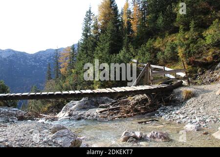 Europa, Österreich, Tirol, Leutasch, Leutasch tal, Gaistal, Ludwig Ganghofer, Spätherbst, Estate Indiana, Traumhaft, Herbst, Weg zum Steinern Hüttl (1925 metri) Foto Stock