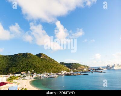 Vista panoramica dell'isola caraibica di St.Maarten. L'isola di Dutch Sint Maaarten. Foto Stock