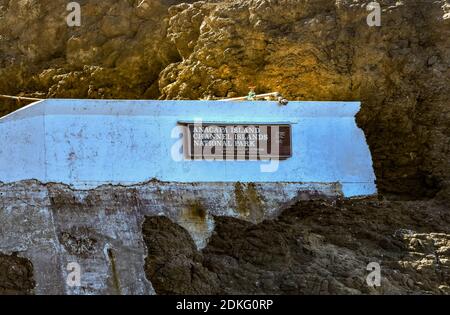 Cartello all'ingresso dell'isola di Anacapri nel Parco Nazionale delle Isole del canale, California. Foto Stock