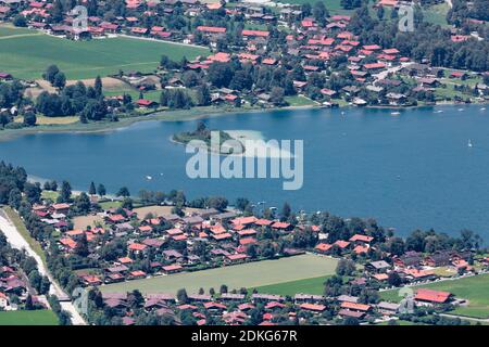Vista da Wallberg, 1722 m, a Rottach-Egern e Tegernsee, Alpi Bavaresi, Baviera, Germania, Europa Foto Stock