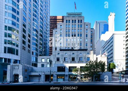 Los Angeles, California USA - 26 agosto 2020: L'edificio CalEdison, precedentemente Bunker Hill, costruito nel 1931 per la Southern California Edison Comp Foto Stock