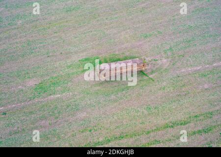 Balle di paglia, pinze di paglia da una vista dall'alto Foto Stock