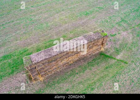 Balle di paglia, pinze di paglia da una vista dall'alto Foto Stock