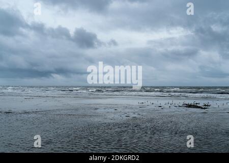 Denmark, Møn peninsula, Ulvshale beach, thunderstorm mood, cloudy Foto Stock