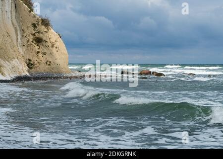 Scogliere di gesso 'øns Klint', Danimarca, Mar Baltico, costa ripida, tempesta Foto Stock