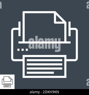 Icona vettore linea sottile della stampante Illustrazione Vettoriale