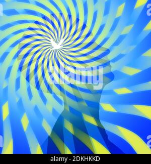 La silhouette bianca dell'uccello all'interno della testa dell'uomo irradia la luce. Una mente creativa. rendering 3d Foto Stock