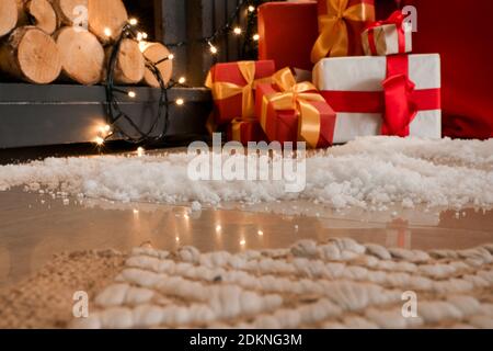 Impronte di Santa sul piano in camera Foto Stock