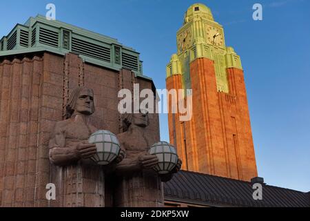 A Helsinki la stazione ferroviaria centrale della Finlandia Foto Stock