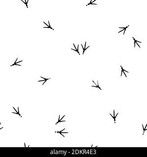 Modello astratto senza cuciture con pista per uccelli. Illustrazione vettoriale. Le impronte di uccelli tracciano in bianco e nero. Illustrazione Vettoriale