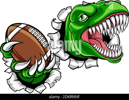 Dinosauro Football Americano Sport Animali mascotte Illustrazione Vettoriale