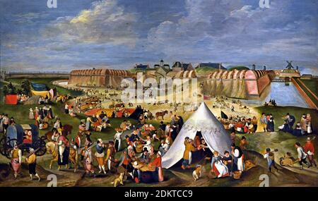 La demolizione della cittadella di Anversa nel mese di agosto 1577, controllare le città ribelle nei Paesi Bassi, Duca di Alva il direttore militare capovolge II costruire citadelle o fortezze. Gli Antwerpers conquistarono la cittadella della loro città dagli spagnoli nel 1577. Pieter Balten. 1525 - 1598 dopo Maarten van Cleve 1527 - 1581 pittore fiammingo rinascimentale Belgio Olanda . La rivolta olandese 1566–1648 Paesi Bassi contro il dominio del re Asburgo Filippo II di Spagna ottanta anni, guerra, spagnolo, olandese, Paesi Bassi, Guerra degli ottant'anni (1568-1648), guerra dell'indipendenza dei Paesi Bassi dalla Spagna, Foto Stock