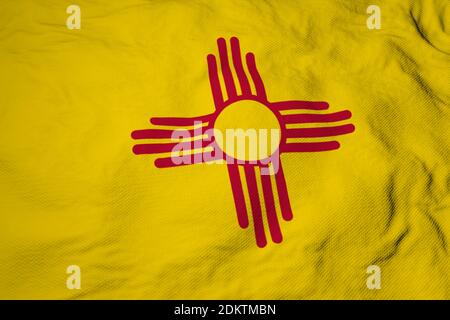 Full frame close-up on a waving flag of New Mexico (USA) in 3D rendering. Foto Stock