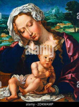 Vergine e Bambino in un paesaggio di Jan Gossaert, 1531 Foto Stock