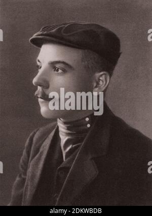 Archival photo of young Klim Voroshilov. Russian empire. 1906 Klim Voroshilov (1881 – 1969), was a prominent Soviet military officer and politician du Stock Photo