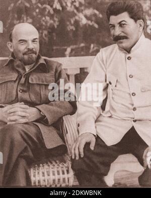 Leader comunisti dello stato sovietico: Lenin e Stalin. 1920 Foto Stock