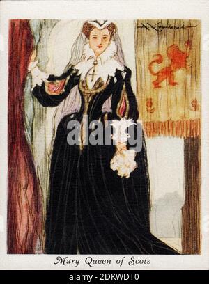 Carte di sigarette antiche. Giocatori sigarette (serie famose bellezze ). Maria, Regina degli scozzesi. 1937 Maria, Regina degli scozzesi (1542 – 8 febbraio 1587) Foto Stock