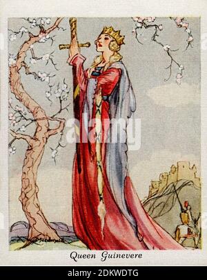 Carte di sigarette antiche. Giocatori sigarette (serie famose bellezze ). Regina Guinevere. 1937 Guinevere, spesso scritto anche come Guenevere o Guenever, Foto Stock