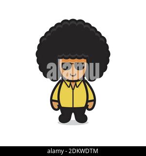 carino carattere afro ragazzo indossare occhiali. design isolato su sfondo bianco. Foto Stock