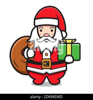 carino babbo natale personaggio custodia regalo e borsa Foto Stock