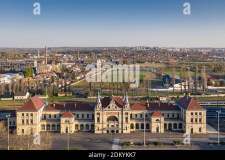 Railway station building in Pecs, hungary Stock Photo