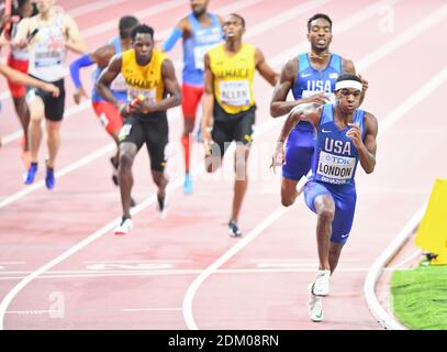 Michael Cherry, Wilbert Londra (USA) 4x400 uomini relè Medaglia d'oro. IAAF mondiale di atletica, Doha 2019 Foto Stock