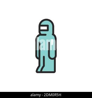 Operatore in tuta protettiva icona linea colore. Elemento vettoriale isolato. Illustrazione Vettoriale