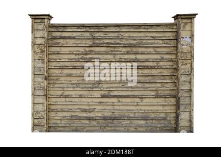 Telaio di un vecchio recinto di legno isolato su bianco Foto Stock