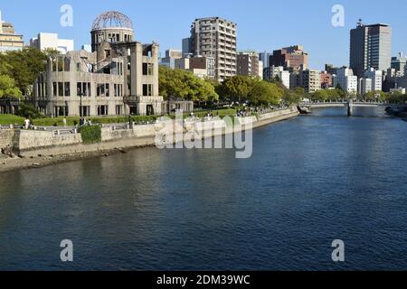 Hiroshima Peace Memorial (cupola di Genbaku, cupola della bomba atomica) a Hiroshima, Giappone Foto Stock