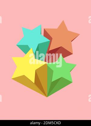 stelle colorate su sfondo colorato. successo. Foto Stock