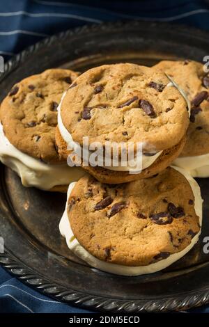 Sandwich fatti in casa con gelato e biscotti al cioccolato Foto Stock
