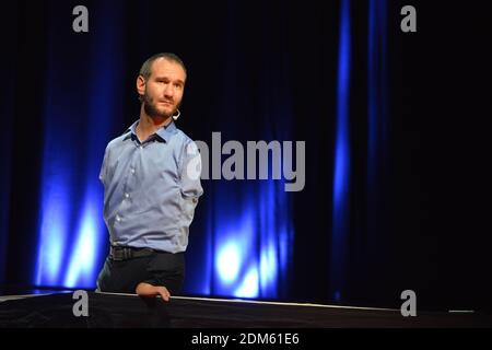 MINSK, BIELORUSSIA - 15 APRILE 2016: Famoso oratore Nick Vuychich a Minsk. Foto Stock