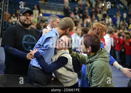 MINSK, BIELORUSSIA - 15 APRILE 2016: Famoso oratore Nick Vuychich a Minsk. Foto Stock