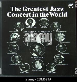The Greatest Jazz Concert in the World - Duke Ellington, Ella Fitzgerald, Oscar Peterson - Pablo PN 4017 20 (Box 3LP) - copertina di album in vinile d'epoca Foto Stock