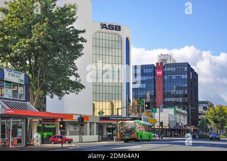 ASB e Westpac banche, Victoria Street, Hamilton, regione di Waikato, Isola del nord, Nuova Zelanda Foto Stock