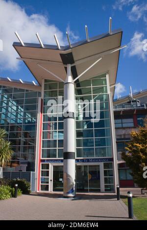 Palmerston North, Nuova Zelanda - 30 luglio 2018: Ingresso all'Universal College of Learning (UCOL) Foto Stock