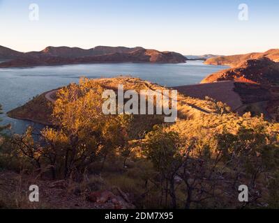 Lago Argyle e diga muro, Australia occidentale Foto Stock